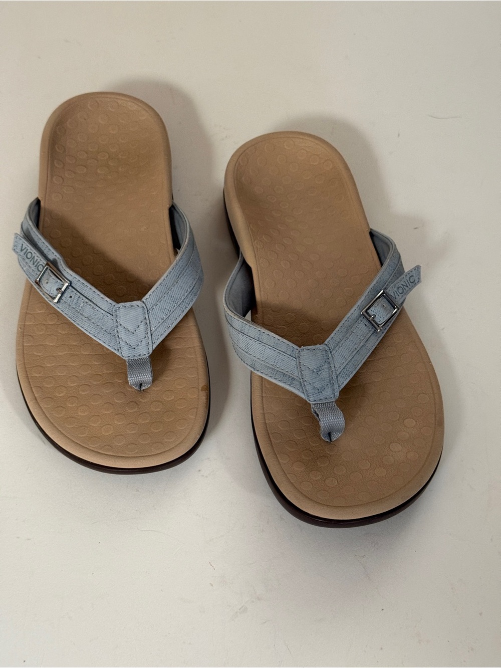 Vionic Light Blue Buckle Toe-Post orthotic Sandals size EU 38 US 7.5